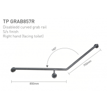 ECT Disabled Curved Grab Rail S/s finish Right hand (Facing Toilet)